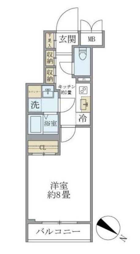 ビューテラス茗荷谷(1K/1階)の間取り写真