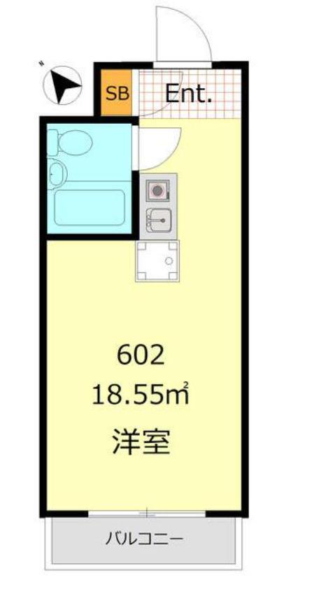 グランドハイツ八丁堀(ワンルーム/6階)の間取り写真