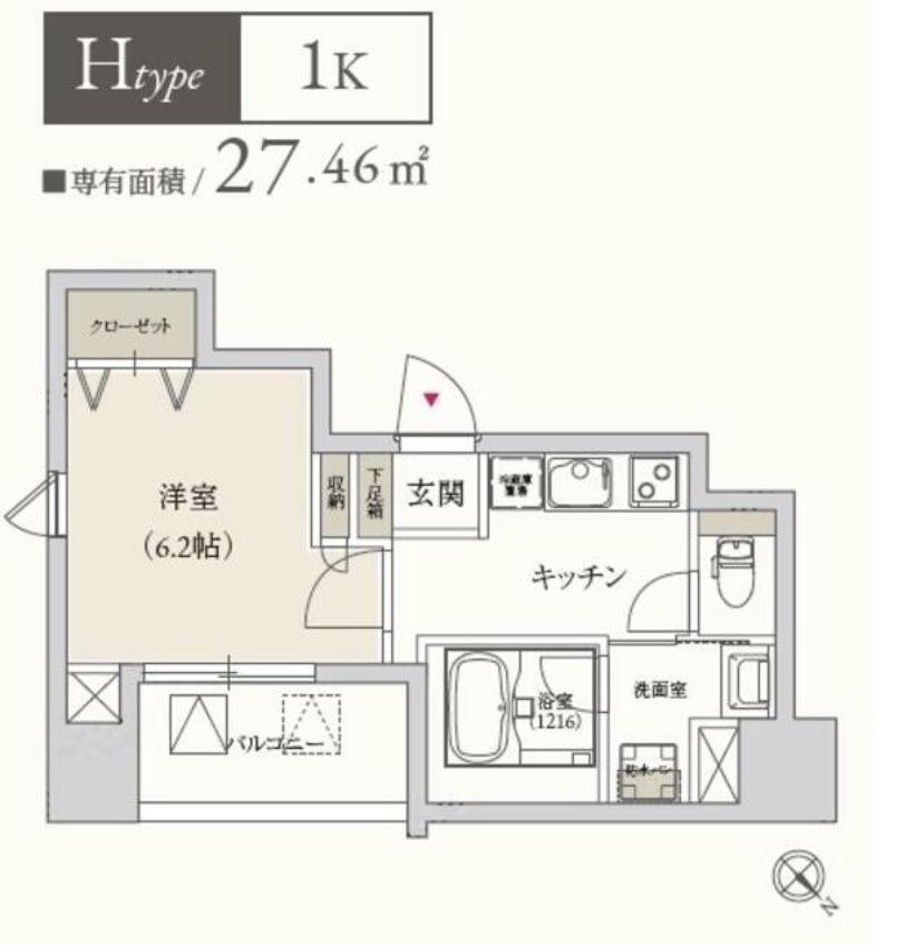プライマル月島(1K/6階)の間取り写真