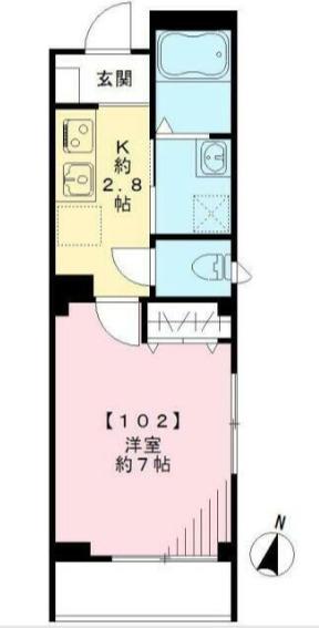 フェリチェ菊川(1K/1階)の間取り写真