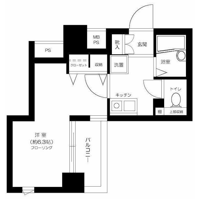 メインステージ日本橋箱崎2(1K/7階)の間取り写真