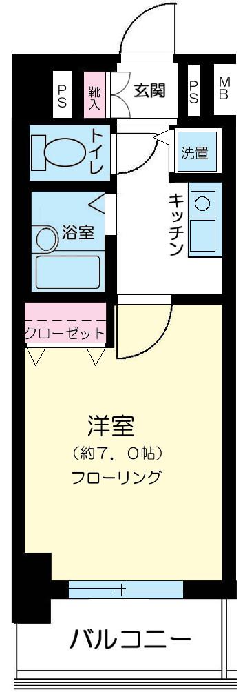 メインステージ茅場町(1K/8階)の間取り写真