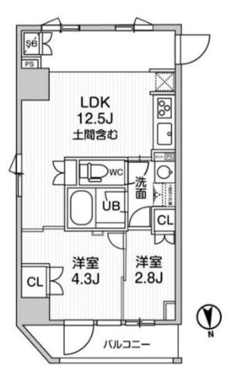 NIDO SHIN-OKACHIMACHI(2LDK/6階)の間取り写真