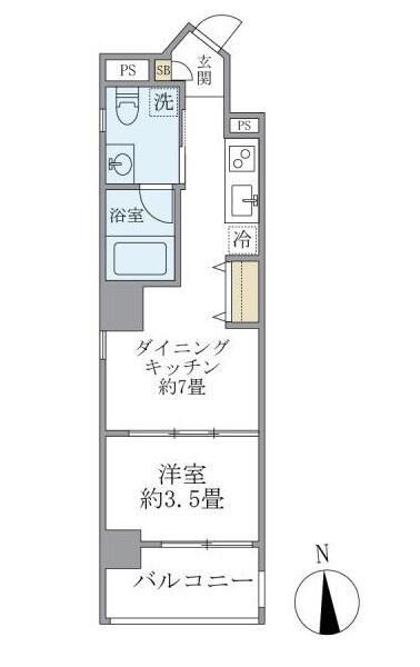 アールプライム大手町(ワンルーム/4階)の間取り写真