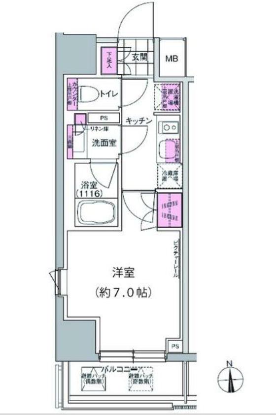 プレジリア東日本橋(1K/8階)の間取り写真