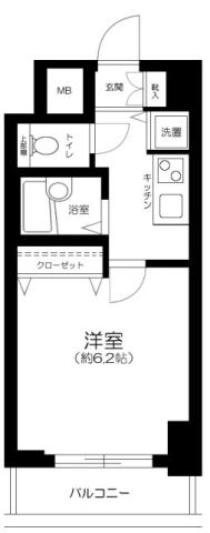メインステージ日本橋馬喰町(1K/3階)の間取り写真