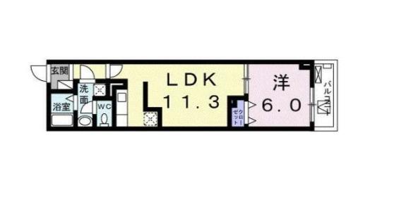 フェリーチェ・ヴィータ(1LDK/2階)の間取り写真