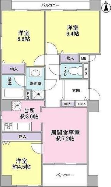 カーサフォルトオアサ(3LDK/5階)の間取り写真