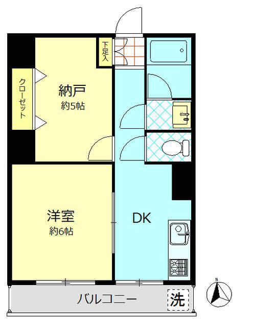 峰マンション(1SDK/2階)の間取り写真