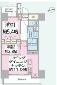 クレストコート本郷三丁目(2SLK/3階)の間取り写真
