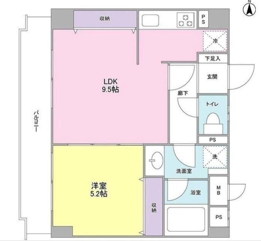 ハイツ川原(1LDK/4階)の間取り写真