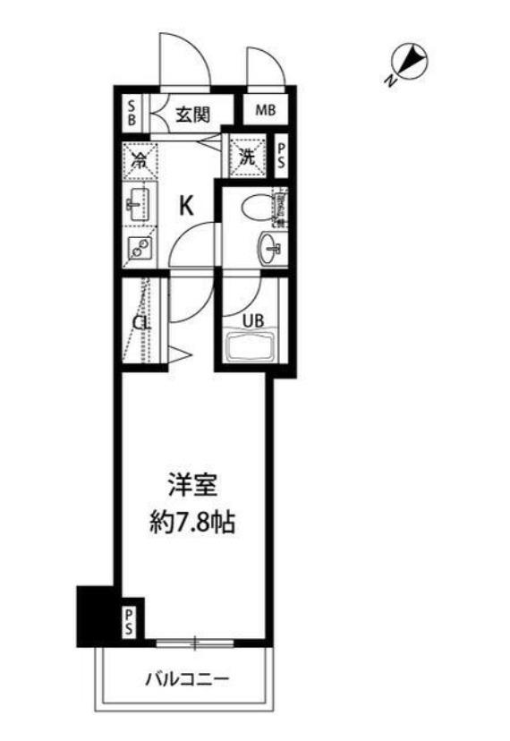 ルクレ日本橋馬喰町(1K/5階)の間取り写真