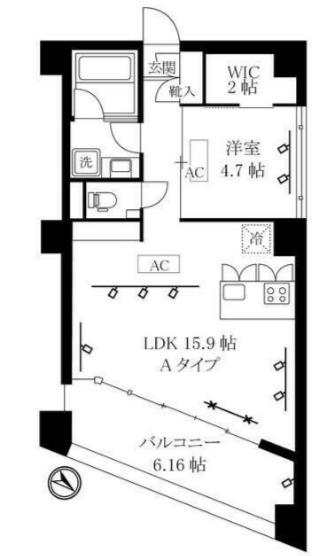 オレア日本橋浜町(1LDK/7階)の間取り写真