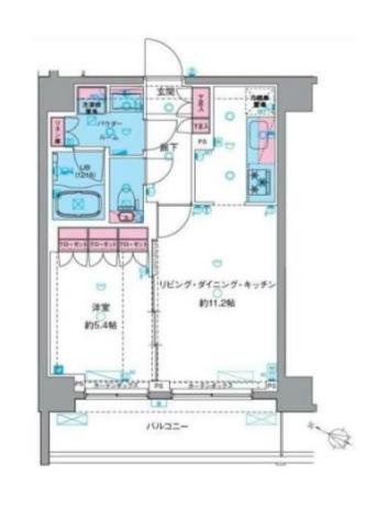 GENOVIA南千住ⅥSKYGARDEN(1LDK/9階)の間取り写真