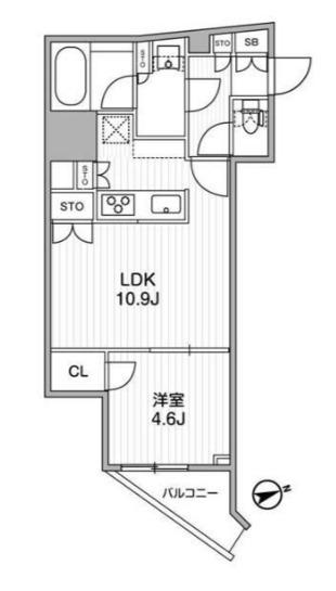 ディームス蔵前RESIDENCE(1LDK/15階)の間取り写真