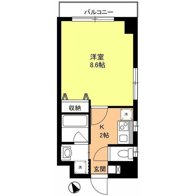 ヴァンクール(1K/1階)の間取り写真