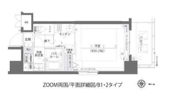 ZOOM両国(1K/6階)の間取り写真