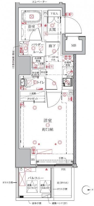 クレイシアIDZ浅草(1K/6階)の間取り写真