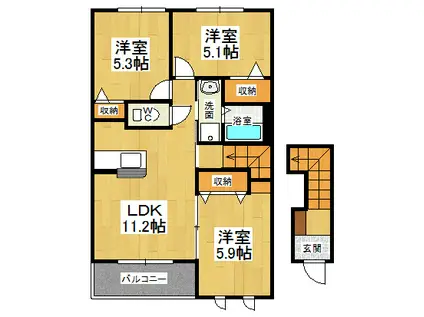 グランシャトー北島(3LDK/2階)の間取り写真