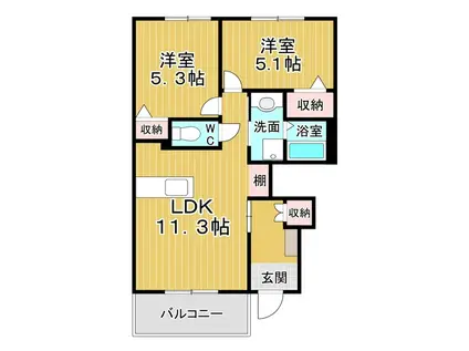 グランシャトー北島(2LDK/1階)の間取り写真