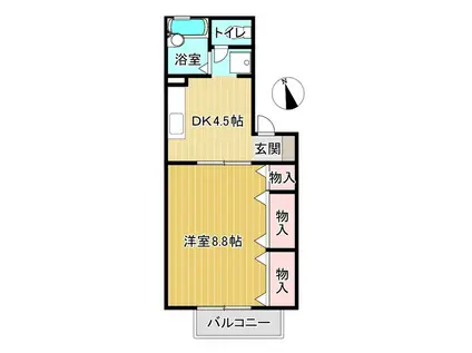 フロラシオン川内3(1DK/2階)の間取り写真