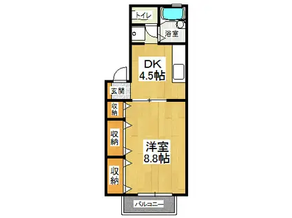 フロラシオン川内3(1DK/2階)の間取り写真