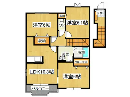 メルヴェーユA(3LDK/2階)の間取り写真