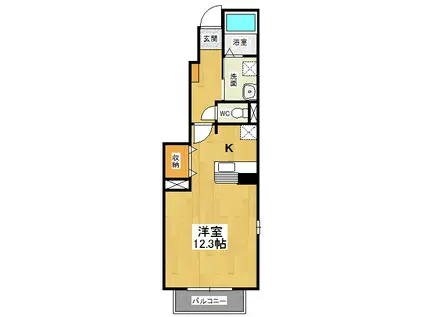 ソレイユ北島 A(1K/1階)の間取り写真