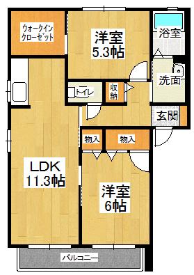 シャーメゾン ボン・コリーヌ A棟(2LDK/1階)の間取り写真