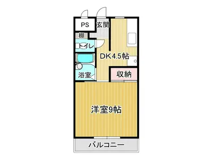 テック2(1DK/1階)の間取り写真