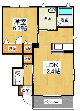シャーメゾンエーデルハイムB(1LDK/1階)の間取り写真