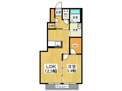 シャーメゾンパインヒル(1LDK/1階)の間取り写真