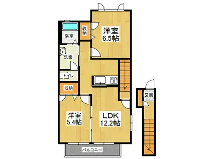 シャーメゾンパインヒル(2LDK/2階)の間取り写真