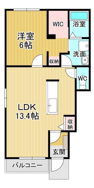 鳴門線 撫養駅 徒歩19分 2階建 築13年(1LDK/1階)の間取り写真