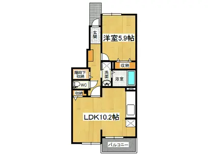 グレイスコート1号館(1LDK/1階)の間取り写真