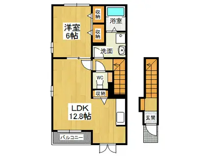 フォルトゥーナ翔Ⅰ(1LDK/2階)の間取り写真