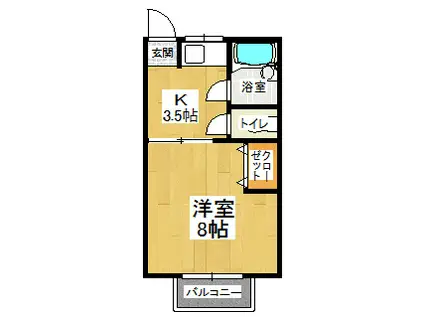 第2立岩ハイツ(1K/1階)の間取り写真