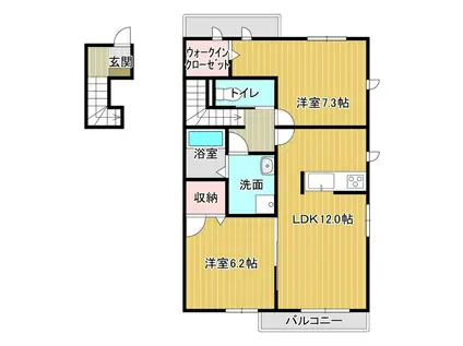 プロヌーブ鳴門(2LDK/2階)の間取り写真