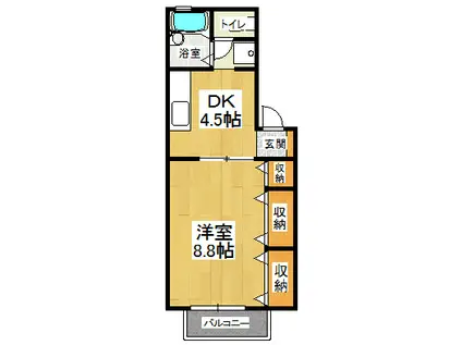 ドミール古川C(1DK/2階)の間取り写真