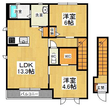 ブランシェ川内1番館(2LDK/2階)の間取り写真
