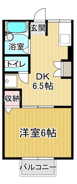 スリストンハイツ(1DK/2階)の間取り写真