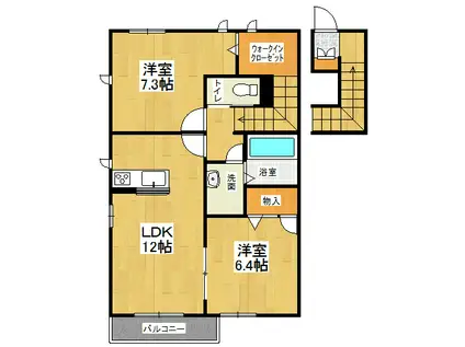 シャーメゾン松茂 B棟(2LDK/2階)の間取り写真