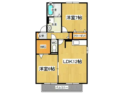 プラザ・シャルム B棟(2LDK/2階)の間取り写真