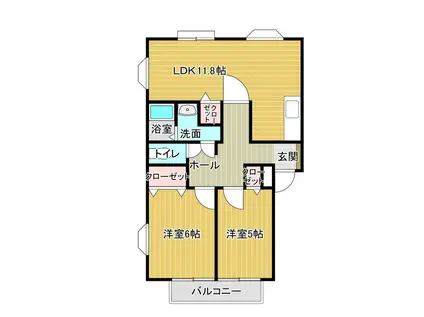 シャルマン北島 B(2LDK/2階)の間取り写真