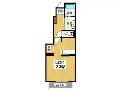 グレースコート A(ワンルーム/1階)の間取り写真