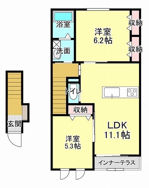 レジディア(2LDK/2階)の間取り写真