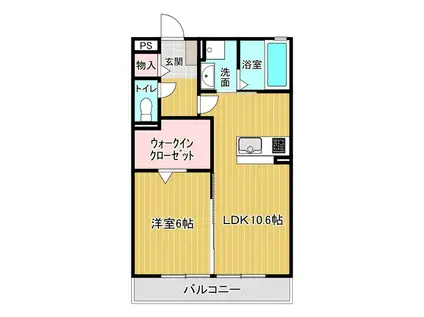 サンシャイン見白A棟(1LDK/2階)の間取り写真