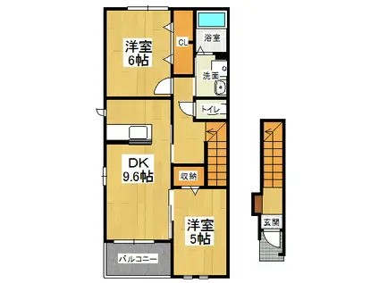 アルドーレ(2DK/2階)の間取り写真