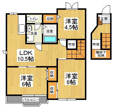 ニューシティー鳴門 3号館(3LDK/2階)の間取り写真
