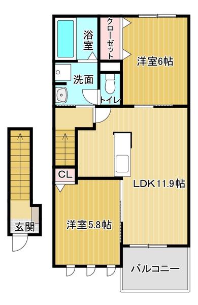 プルミエⅡ(2LDK/2階)の間取り写真